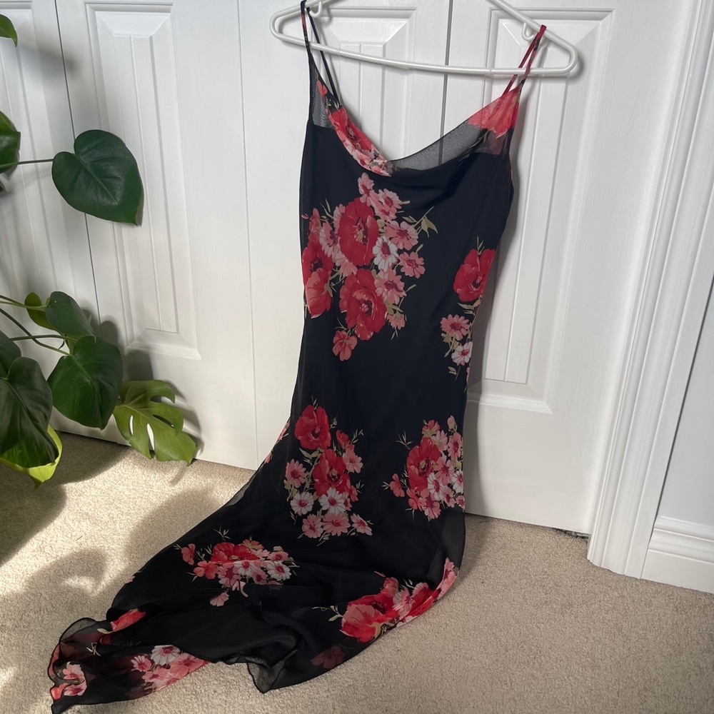 Vintage Floral Cowl Laura Dress Made in Canada Size Small